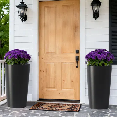 Frey Orchad 2 Pack Tall 21.7 In Planters For Outdoor Plants Modern Tall Square Planter Box Indoor Outdoor Porch  In Brown