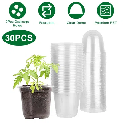 Frey Orchad 30pcs Plant Nursery Pots Pet Flower Seed Starting Pots Container With Dome With Drainage Holes In Transparent