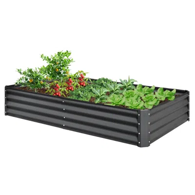 Frey Orchad 8x4x1 Ft Galvanized Raised Garden Bed, Outdoor Planter Garden Boxes Large Metal Planter Box For Gard In Gray