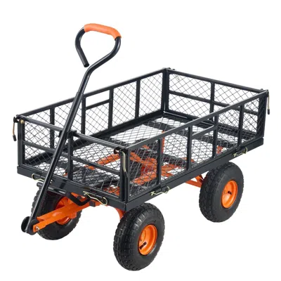Frey Orchad Garden Cart, Sturdy Metal Construction With Simple Assembly, Versatile Dump Cart With Dual-function  In Black