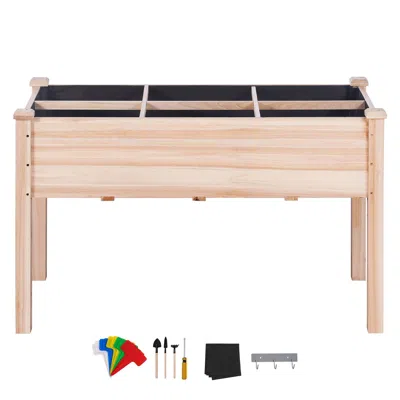 Frey Orchad Raised Garden Bed, 3.9 X 1.9 X 2.5 Ft Wooden Planter Box, Elevated Outdoor Planting Boxes With Legs, In Brown