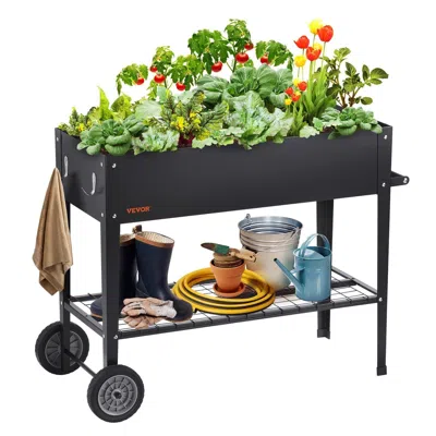 Frey Orchad Raised Garden Bed, 42.5 X 19.5 X 31.5 Inch Galvanized Metal Planter Box, Elevated Outdoor Planting B In Black