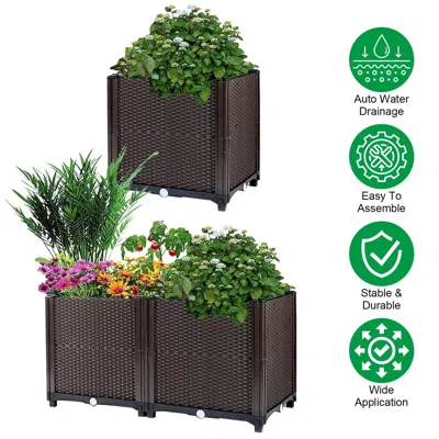 Frey Orchad Raised Garden Bed Plant Growth Box With Self-watering System For Garden Patio Balcony Elevated Plant In Brown