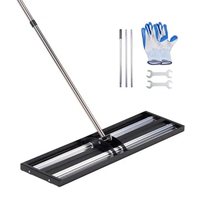 Frey Orchad Updated Lawn Leveling Rake With Roller, 48'' X 10" Stainless Steel Lawn Leveler With 83.9'' Adjustab In Black