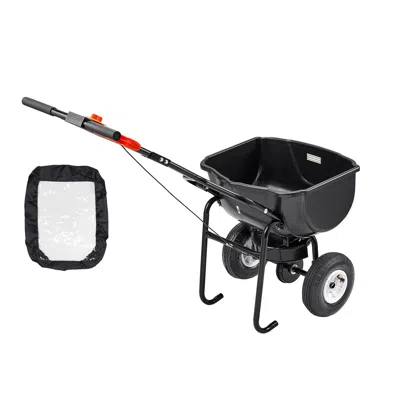Frey Orchad Walk Behind Spreader, 60lbs Capacity, Push Spreader With Hopper Grate, 0-9.8 Ft Spreading Width, 8 I In Black