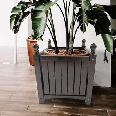 Frey Orchad Wood Outdoor Square Wooden Flower And Herb Pot For Garden, Porch And Patio - Outside Plant And Veget In Brown