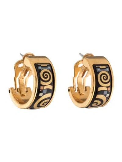 Pre-owned Frey Wille Enamel Gustav Klimt Bloch-bauer Mini Creole Earrings In Black/blue/gold