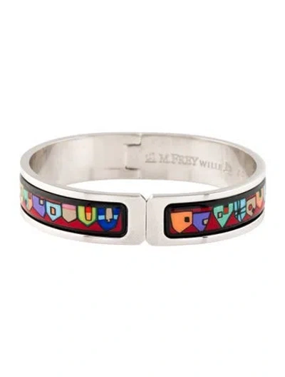 Pre-owned Frey Wille Enamel Hinged Bangle Ballerina Bracelet, 6.25" In Multi