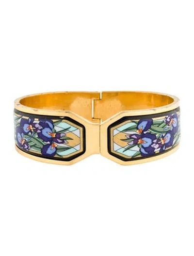 Pre-owned Frey Wille Enamel 'hommage À Claude Monet' Hinged Bangle Bracelet, 6.75" In Multi