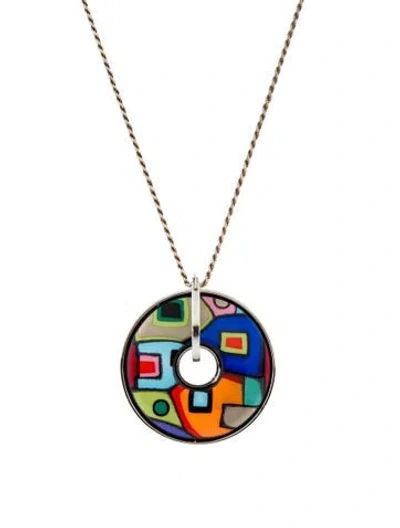 Pre-owned Frey Wille Enamel 'hommage À Hundertwasser - Street Rivers' Pendant Necklace, 24" In Multi