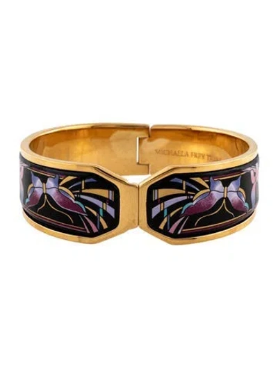 Pre-owned Frey Wille Enamel Michaela Hinged Bangle Bracelet, 6.5" In Multi