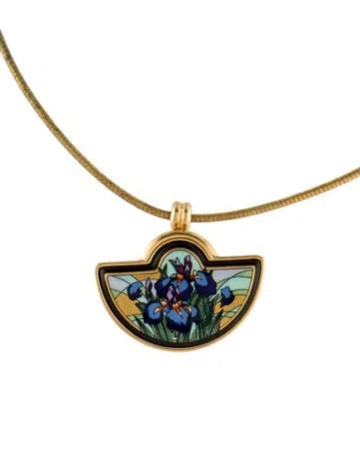 Pre-owned Frey Wille Enamel Small Half-moon Pendant Necklace, 18" In Multi