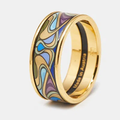 Pre-owned Frey Wille Fire Enamel Gold Tone Ring Size 56