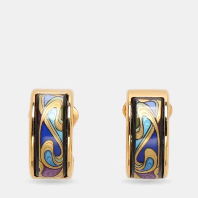 Pre-owned Frey Wille Hommage A Alphonse Mucha Mini Creoles Earrings In Gold