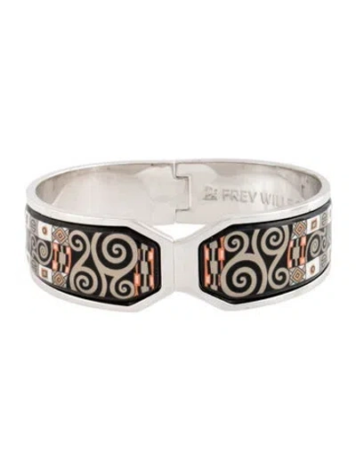 Pre-owned Frey Wille Printed Enamel Hinged Bangle Bracelet, 6.25" In Multicolor