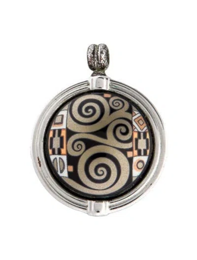Pre-owned Frey Wille Vintage Enamel Hommage À Gustav Klimt Pendant, 1.5"