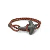 Freya & Thor Of Sweden Men's Black / Brown Arch Bracelet - Oxid Silver & Double Brown Leather In Multi