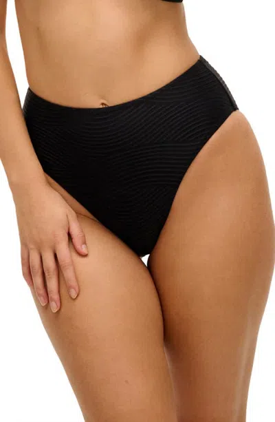 Freya Cala Cuba High Waist Bikini Bottoms In Black Sands