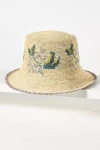 Freya Calla Embroidered Straw Bucket Hat