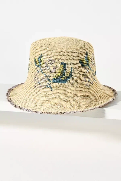 Freya Calla Embroidered Straw Bucket Hat