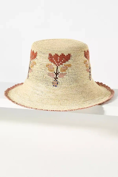 Freya Fleur Floral Straw Bucket Hat