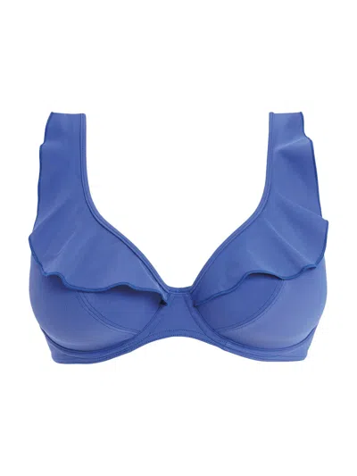 Freya Jewel Cove Ruffle Bikini Top In Blue