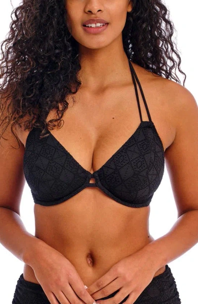 Freya Nomad Nights Underwire Halter Bikini Top In Black (blk)