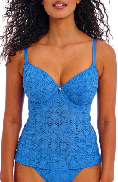 Freya Nomad Nights Underwire Plunge Tankini Top In Atlantic