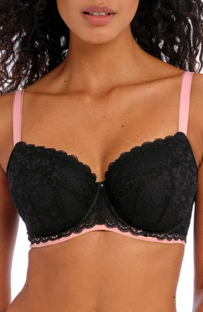 Freya Offbeat Underwire Padded Half Cup Bra In Black