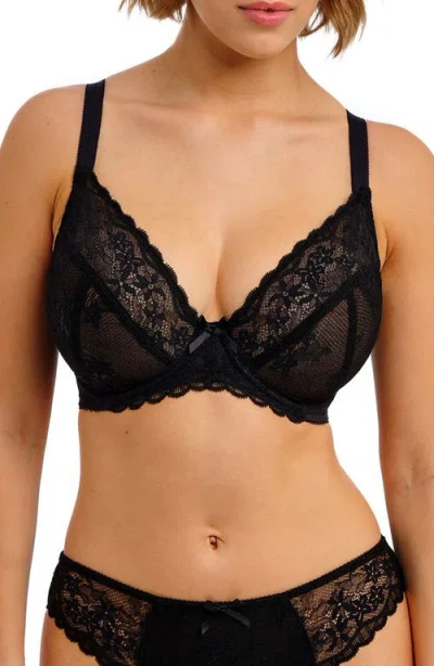 Freya Quinn Lace Underwire Plunge Bra In Black