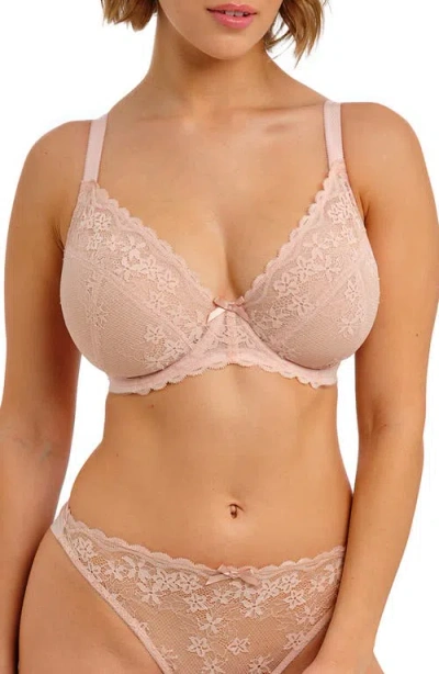 Freya Quinn Lace Underwire Plunge Bra In Pink