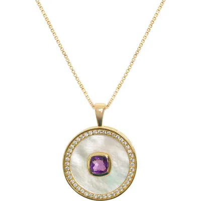 Freya Rose Amethyst Mother Of Pearl Necklace In Gold