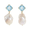 Freya Rose Blue Topaz Baroque Drops In Gold