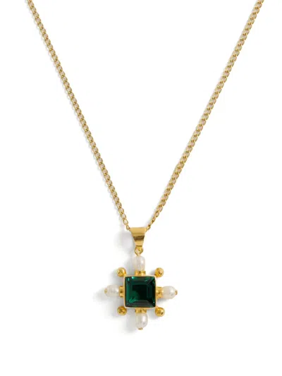 Freya Rose Cross-charm Necklace In Green