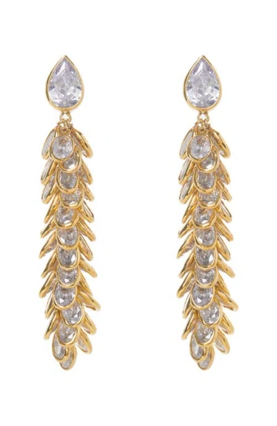 Freya Rose Crystal Long Drops Earrings In Gold