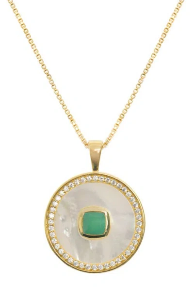 Freya Rose Emerald Mother Of Pearl Necklace In Gold
