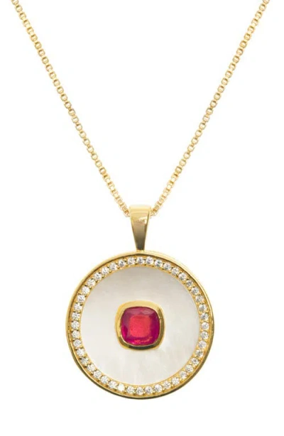 Freya Rose Garnet Mother Of Pearl Necklace In Burgundy
