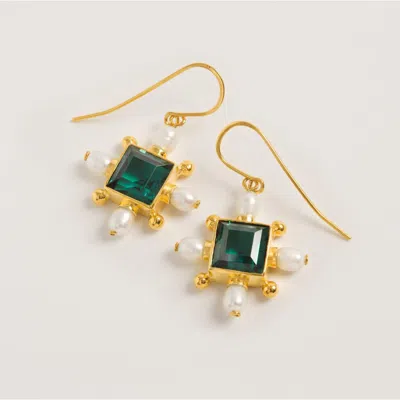 Freya Rose Green Quartz Cross Earrings
