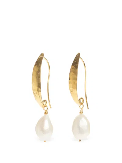 Freya Rose Hammered Baroque-pearl Earrings In Gold