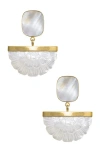 Freya Rose Hand Carved Mother Of Pearl Rose Drops In Gold