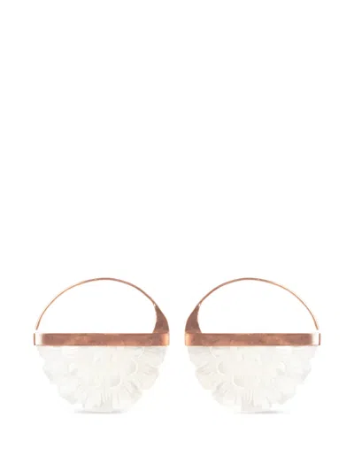 Freya Rose Hand-carved Rose Hoop Earrings In White
