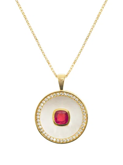 Freya Rose January Garnet Mother-of-pearl Necklace In Gold