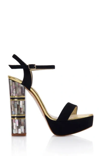 Freya Rose Jito Ankle Strap Pearl Heel Sandal In Black