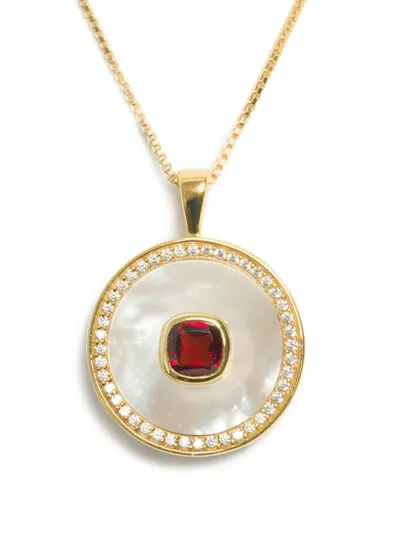 Freya Rose July Ruby Mother-of-pearl Necklace In Gold