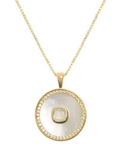 Freya Rose June Moonstone Mother-of-pearl Necklace In Gold