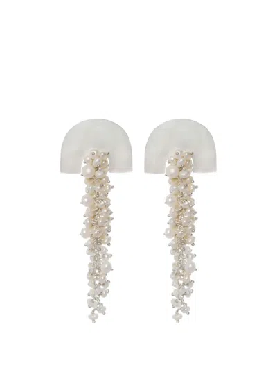 Freya Rose Long Hakuro Mother-of-pearl Pearl Drop Earrings In Metallic