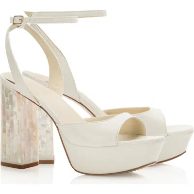 Freya Rose Margot Ankle Strap Pearl Platform Heel Sandal In White