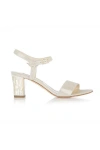 Freya Rose Martina Midi Champagne Ankle Strap Pearl Heel In Champagne