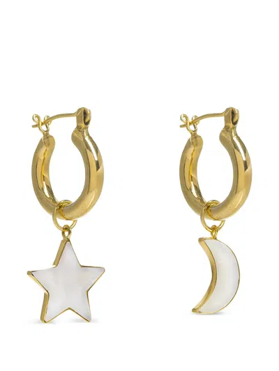 Freya Rose Mini Hoops With Star And Moon In Gold