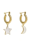 FREYA ROSE FREYA ROSE MINI HOOPS WITH STAR AND MOON